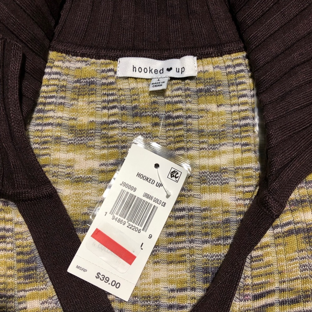 Hooked up Womens Ribbed Collared Cardigan Sweater, Size L, New - Picture 3 of 10